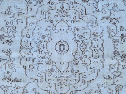 6x9 Turkish Area Rug, White and Brown Hand Knotted, Living Room Rustic Decor