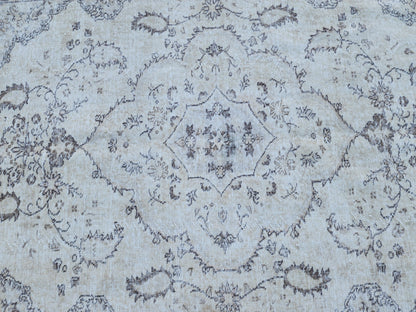 6x9 Oushak Wool Rug: Blue Turkish Vintage Area Rug