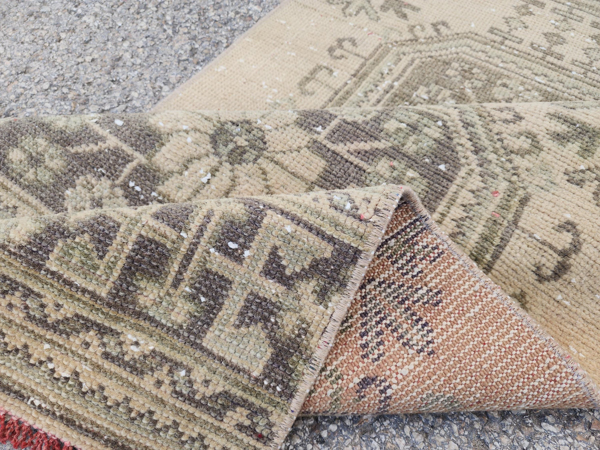 Hallway Runner Rug 2x11 Turkish Hand Made Brown Wool Carpet, Kitchen Area Decor