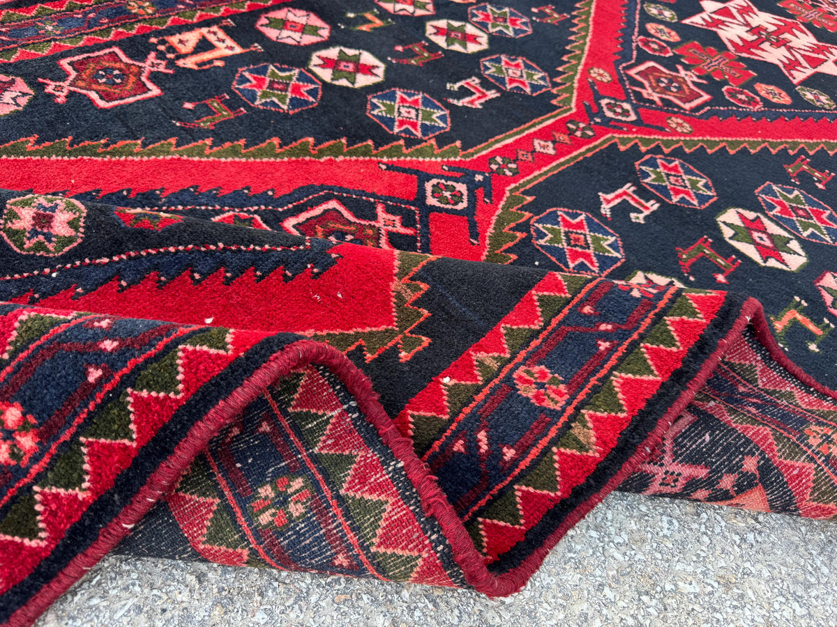 Hand Knotted Turkish Runner Rug 4x10: Oriental Red Entryway Rug