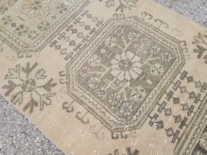 Hallway Runner Rug 2x11 Turkish Hand Made Brown Wool Carpet, Kitchen Area Decor