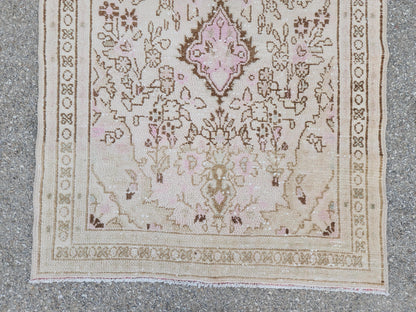 3x9 Neutral Runner Rug, Beige Hand Knotted, Boho Home Decor