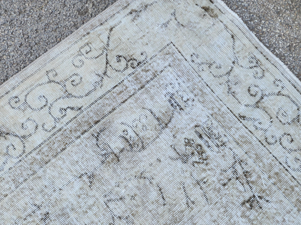7x10 Neutral Turkish Rug: Hand Knotted, Rustic Decor, Beige and Gray