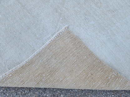 Ivory Wool Runner Rug 3x11: Hand Knotted Turkish Up Cycled Wool, Hallway Decor
