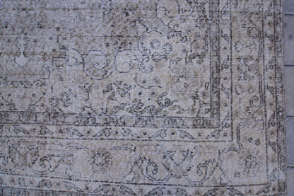 Neutral Area Rug 6x10, Handwoven Oushak Carpet, Grey Turkish Wool & Cotton