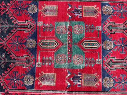 4x8 Wool Heriz Rug: Antique Turkish Area Rug