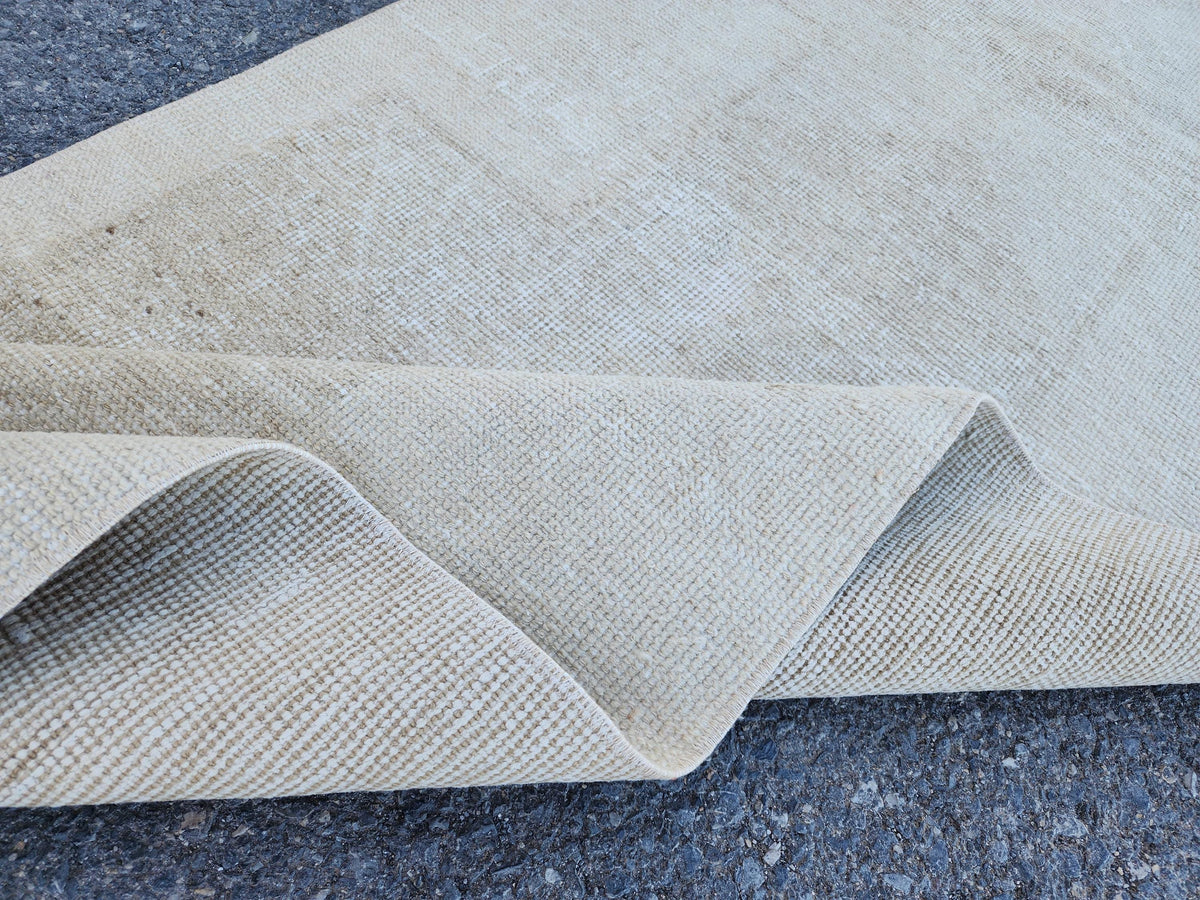Hand Made Runner Rug 2.7 x 11.4 ft, Turkish Neutral Muted Wool Runner, Kitchen Runner