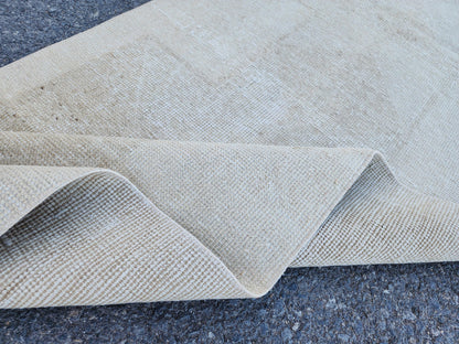 Hand Made Runner Rug 2.7 x 11.4 ft, Turkish Neutral Muted Wool Runner, Kitchen Runner