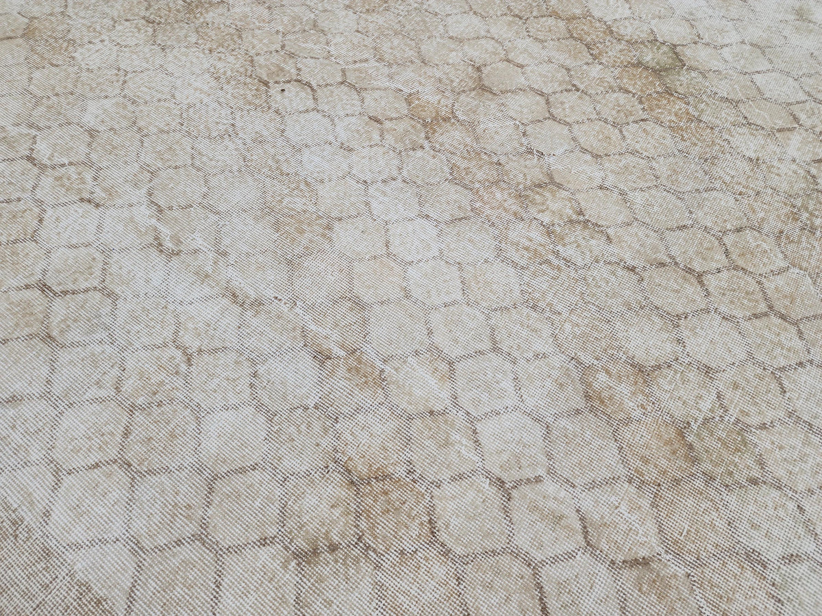7x10 Turkish Oushak Rug: Neutral Geometric Wool Area Rug