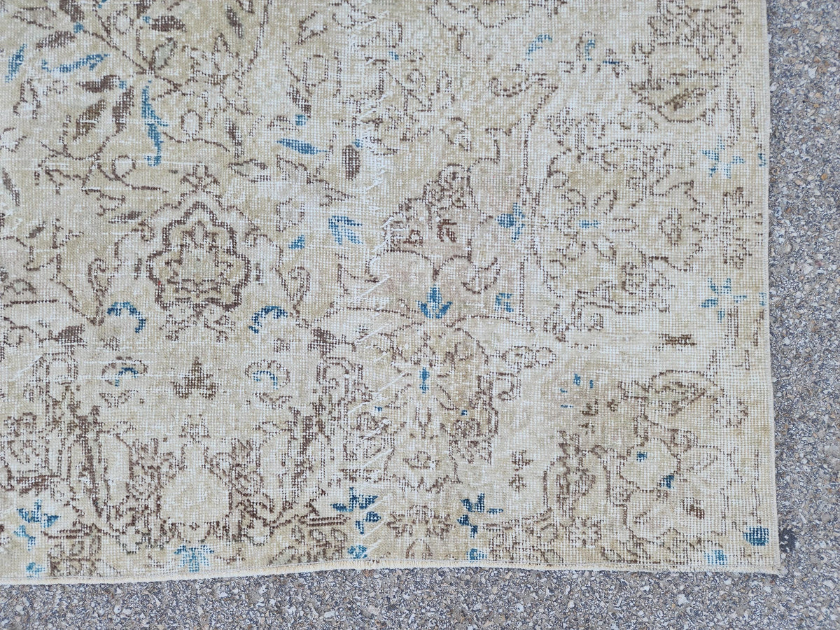 7x10 Oushak Rug: Handwoven Turkish Wool, Neutral Farmhouse Style