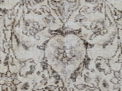Hand Knotted Wool Oushak Rug 6x10: Ivory Beige Turkish Area Rug