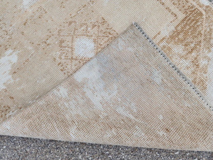 3x13 Hand-Knotted Turkish Wool Runner Rug, Neutral Hallway & Entryway Rug