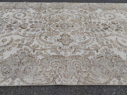 Handwoven Turkish Oushak Rug 5x8: Neutral Boho Decor