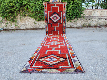2x10 Herki Runner Rug, Hand Made Up Cycled Wool, Hallway Decor, Home Decor