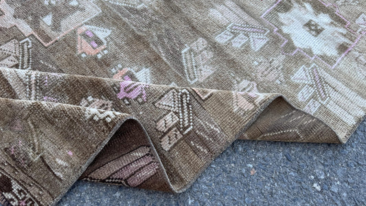 4x12 Neutral Kars Rug, Vintage Antique Runner, Home Rustic Decor, Hallway Decor