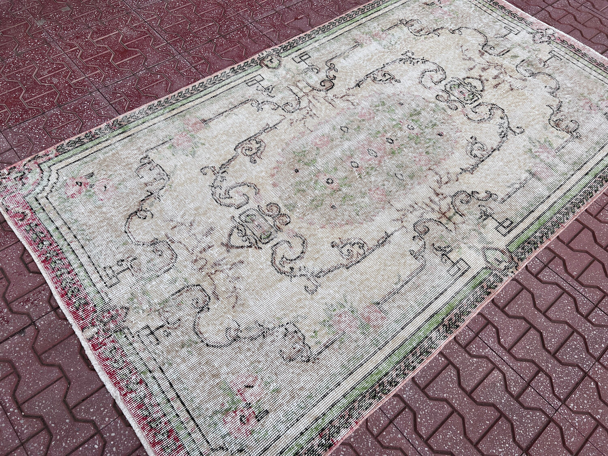 Handwoven Turkish Oushak Rug 4x6: Wool & Cotton Blend