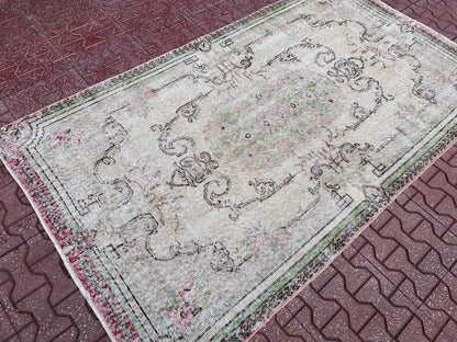 Handwoven Turkish Oushak Rug 4x6: Wool & Cotton Blend