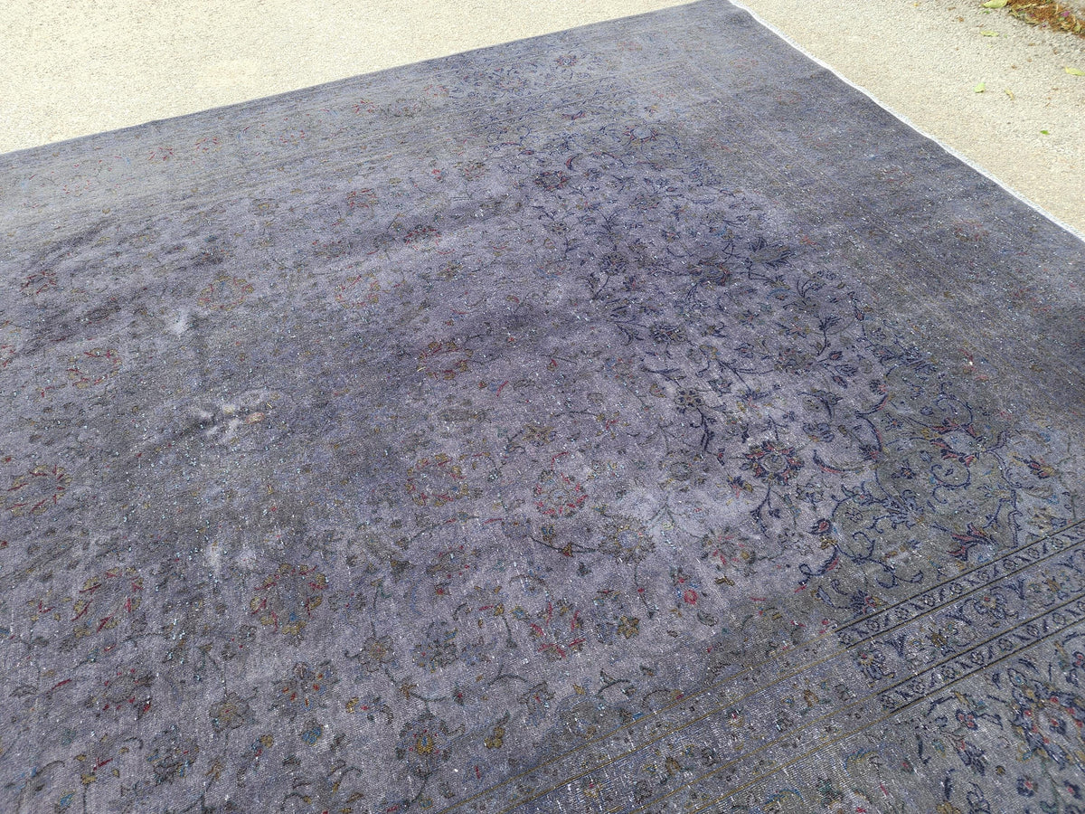 Oriental Gray Area Rug 8×10, Vintage Hand Woven Wool Traditional Carpet