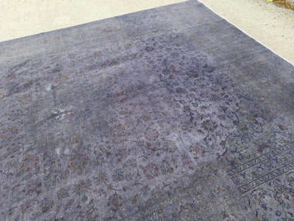 Oriental Gray Area Rug 8×10, Vintage Hand Woven Wool Traditional Carpet