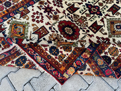 5x8 Antique Turkish Wool Rug: Handcrafted Boho Area Rug