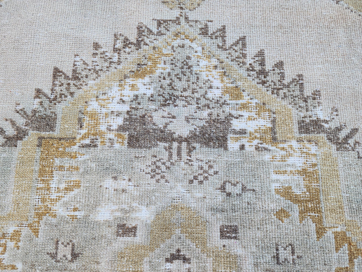 3x11 Neutral Turkish Rug, Hand Made Oriental Wool Decor, Boho Decor, Hallway Decor Rug