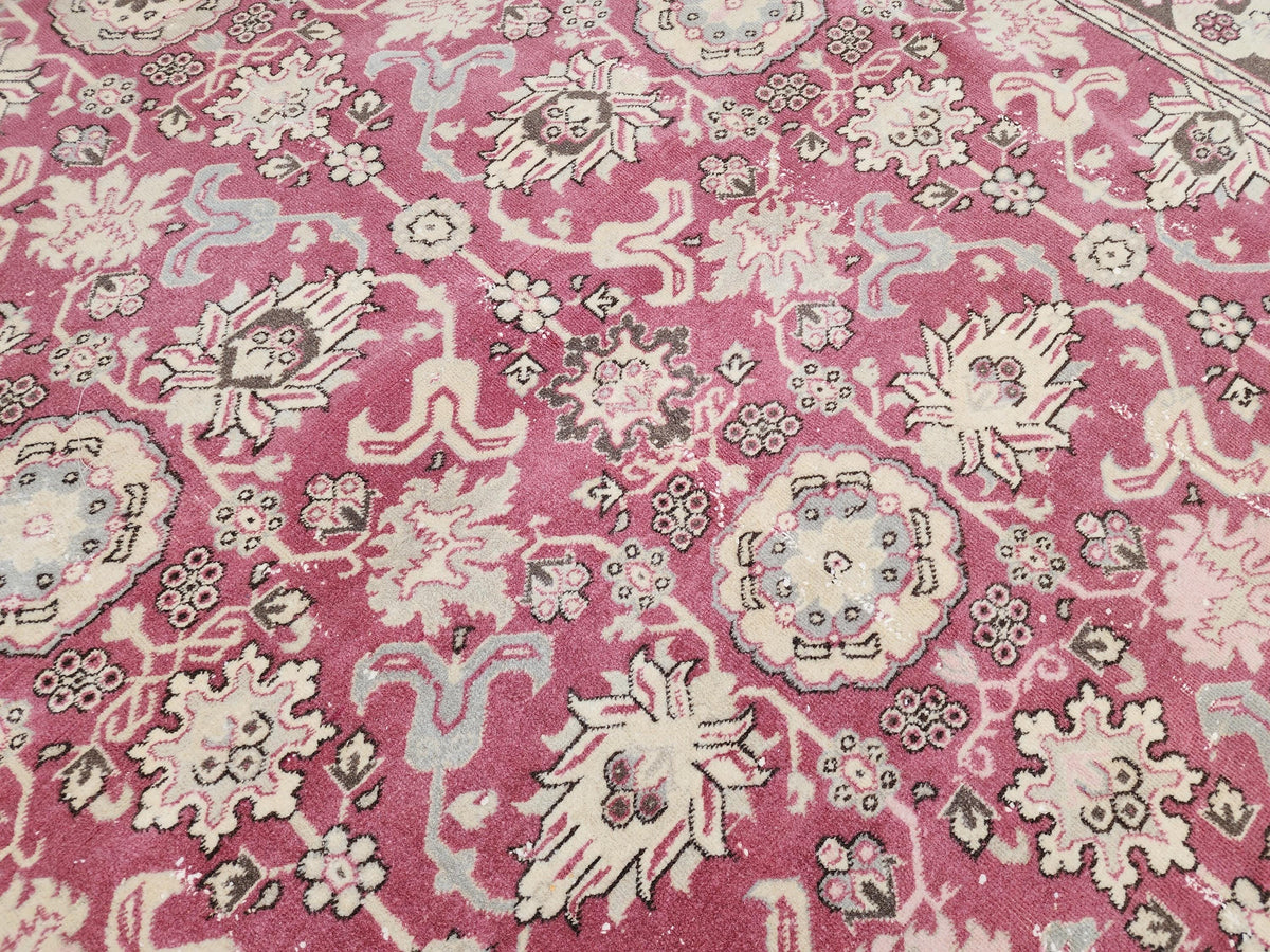 6x8 Turkish Hand Made Rug, Bohemian Rustic Decor, Oushak Red Wool Carpet