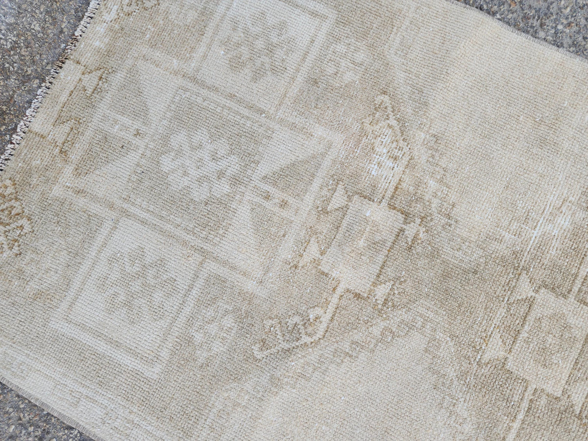Hand Made Runner Rug 2.6 x 8.8 ft , Oriental Boho Decor, Turkish Rustic Wool Carpet