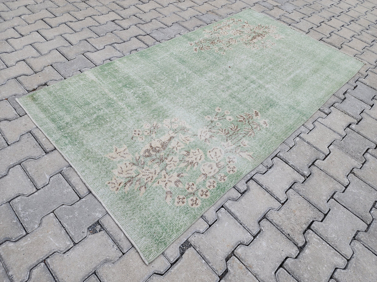 Vintage Turkish Oushak Rug 3x6: Handwoven Wool & Cotton Area Rug
