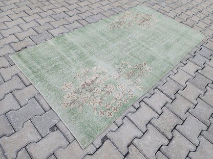 Vintage Turkish Oushak Rug 3x6: Handwoven Wool & Cotton Area Rug