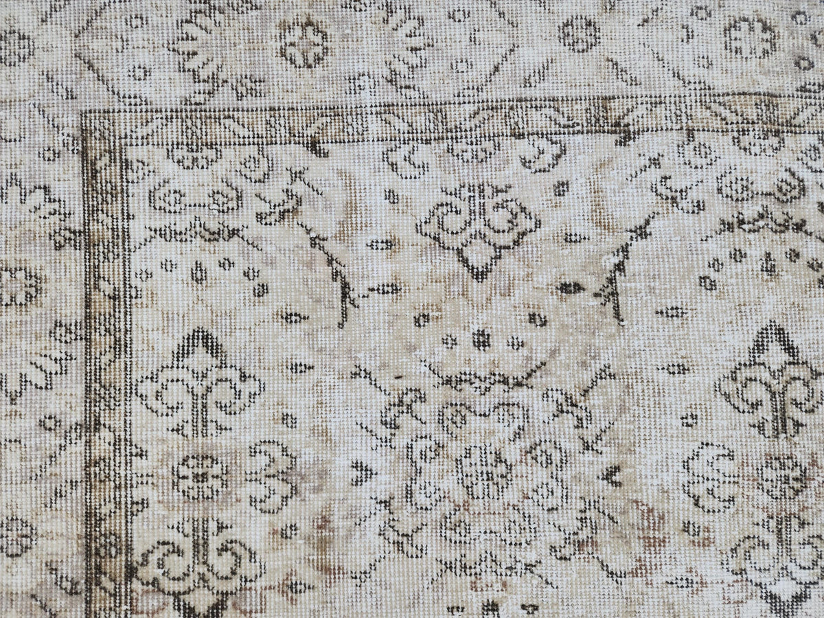 Vintage Rug 5x9, Turkish Hand Knotted, Muted Neutral Area Rug, Handmade Anatolian