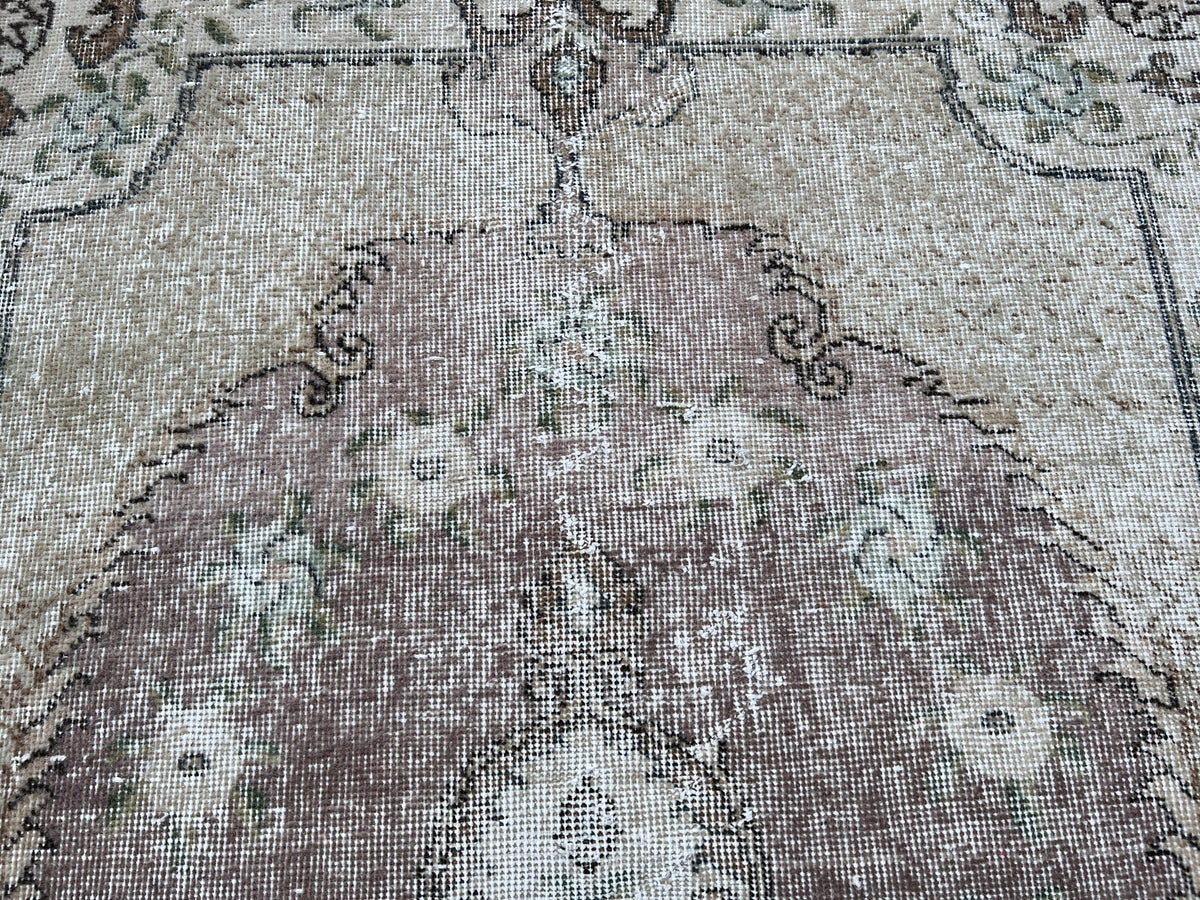 Handwoven Turkish Oushak Rug 4x7: Wool & Cotton Bohemian Rug