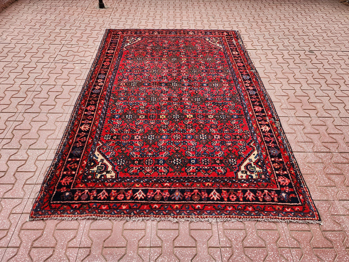 Vintage Oushak Rug 4x6: Handwoven Wool Turkish Rug