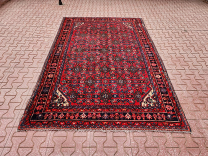 Vintage Oushak Rug 4x6: Handwoven Wool Turkish Rug