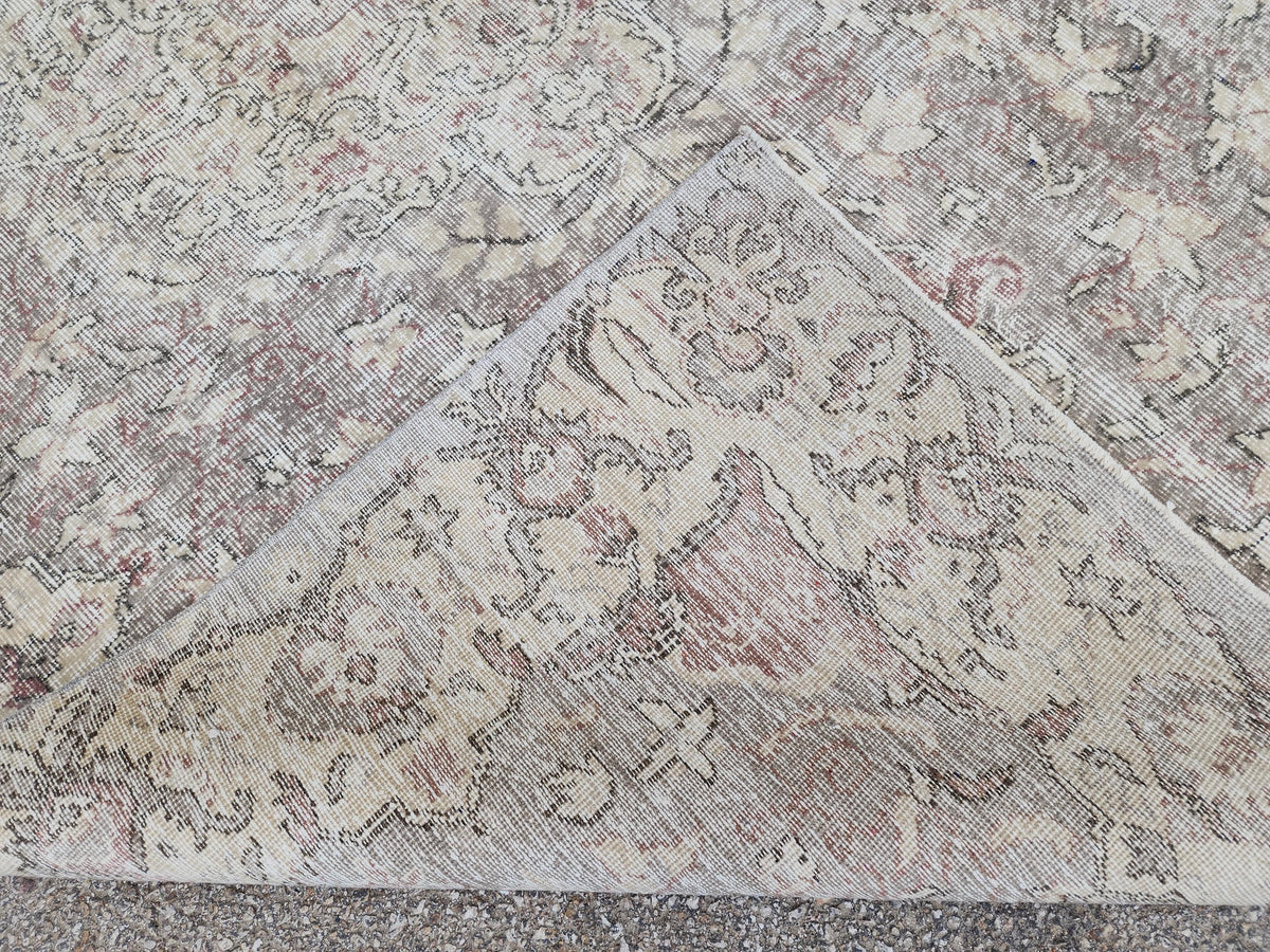 6x9 Turkish Oushak Wool Rug: Hand Knotted Beige Bohemian Decor