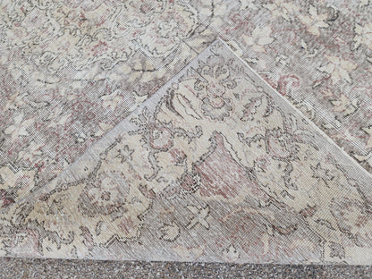 6x9 Turkish Oushak Wool Rug: Hand Knotted Beige Bohemian Decor