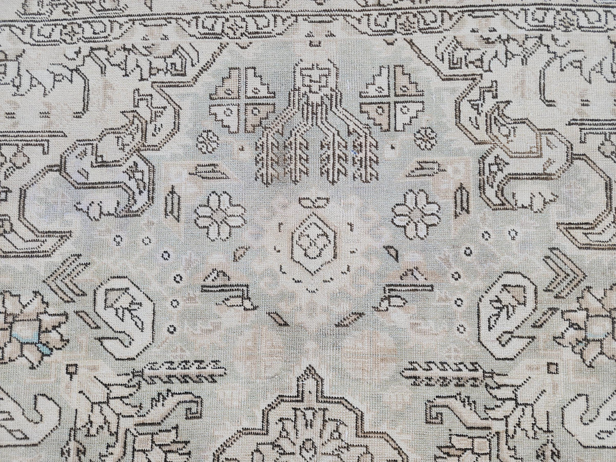 Neutral Large Rug 9x12, Hand Knotted, Green and Beige Rug, Living Room Decor