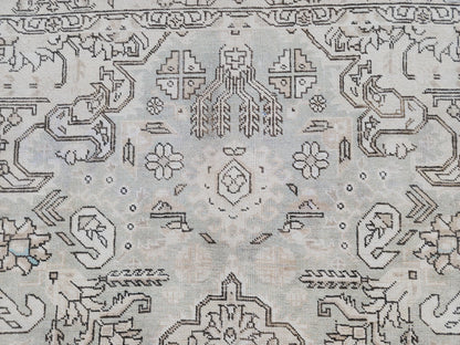 Neutral Large Rug 9x12, Hand Knotted, Green and Beige Rug, Living Room Decor