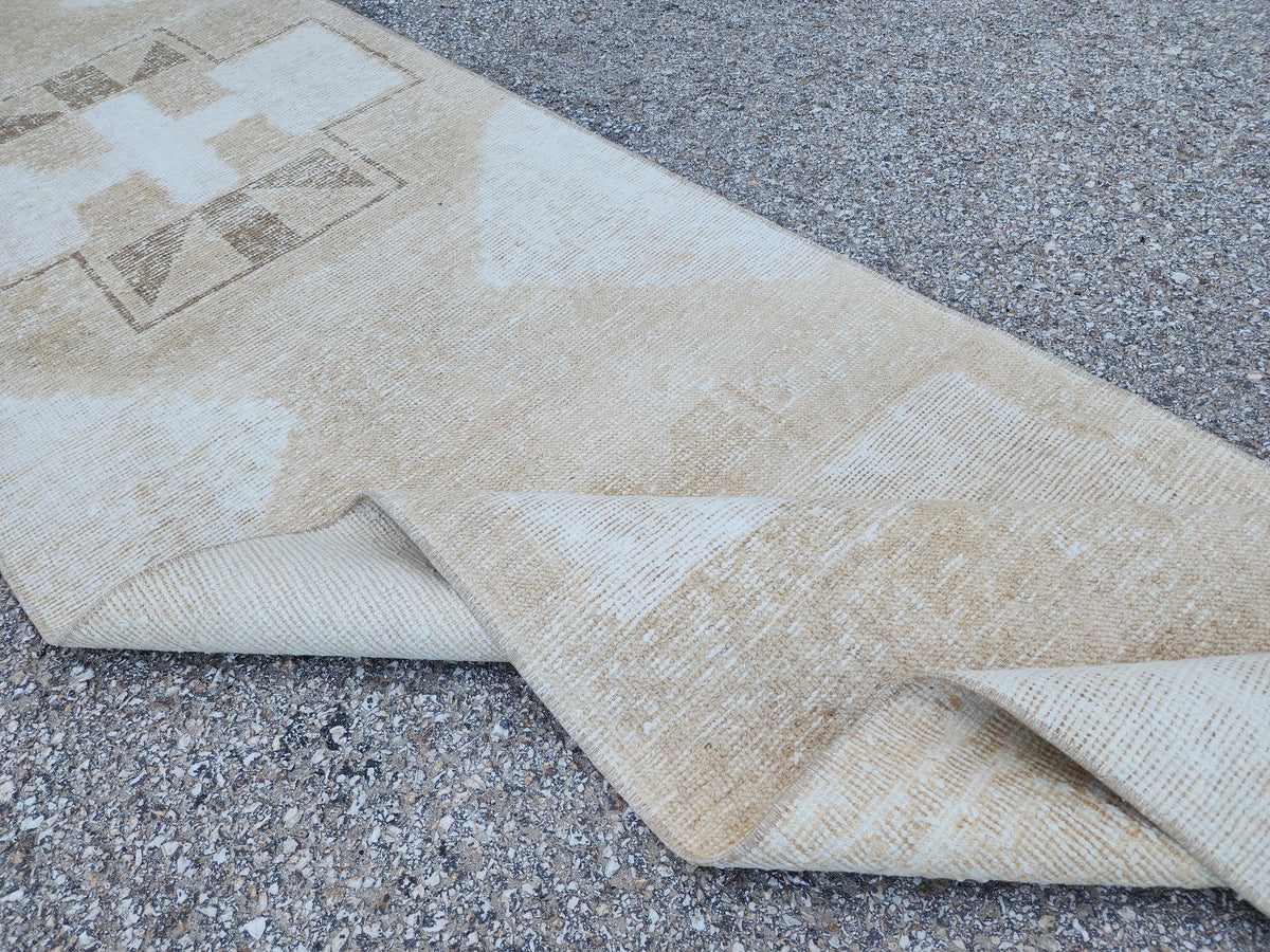 2x13 Neutral Turkish Runner Rug: Boho Hallway Decor