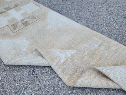 2x13 Neutral Turkish Runner Rug: Boho Hallway Decor