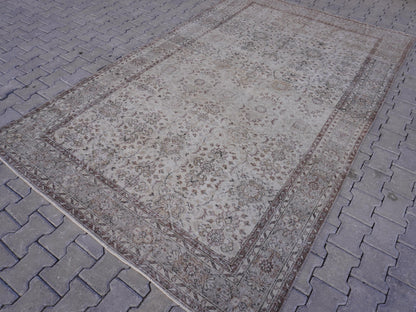 6x11 Neutral Area Rug, Turkish Wool Hand Made, Dining Room Decor