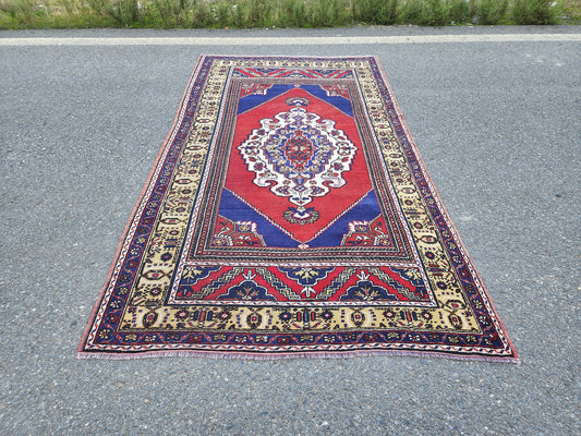 5x8 Vintage Oushak Rug: Hand-Knotted Oriental Wool Rug