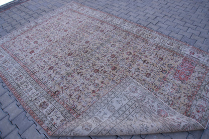 7x10 Neutral Area Rug, Living Room Home Decor, Oriental Rustic Carpet