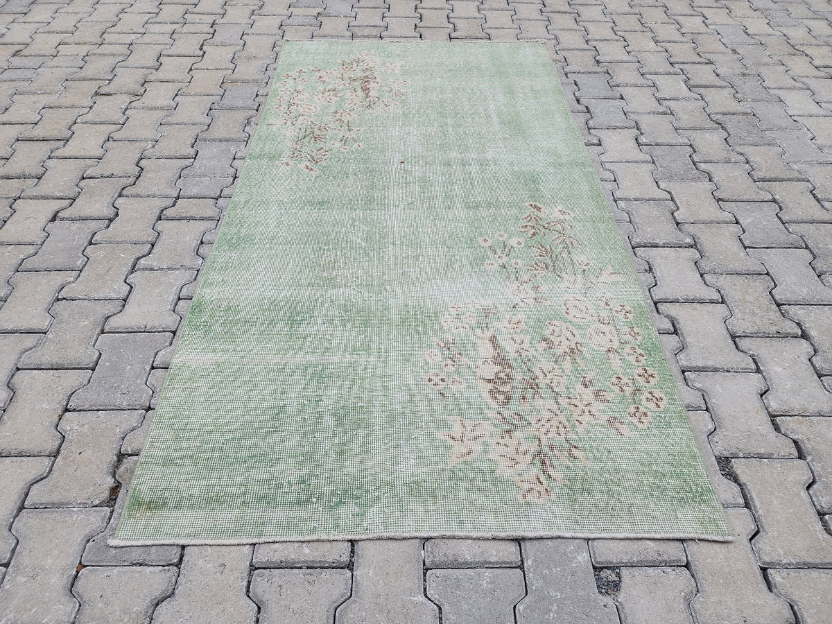 Vintage Turkish Oushak Rug 3x6: Handwoven Wool & Cotton Area Rug