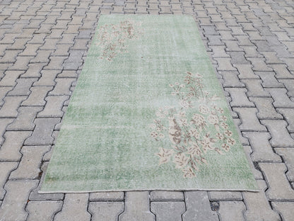 Vintage Turkish Oushak Rug 3x6: Handwoven Wool & Cotton Area Rug