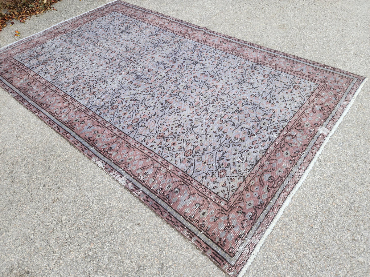 Gray Area Rug 5x9, Turkish Hand Made Carpet For Dining Room Decor, Boho Decor