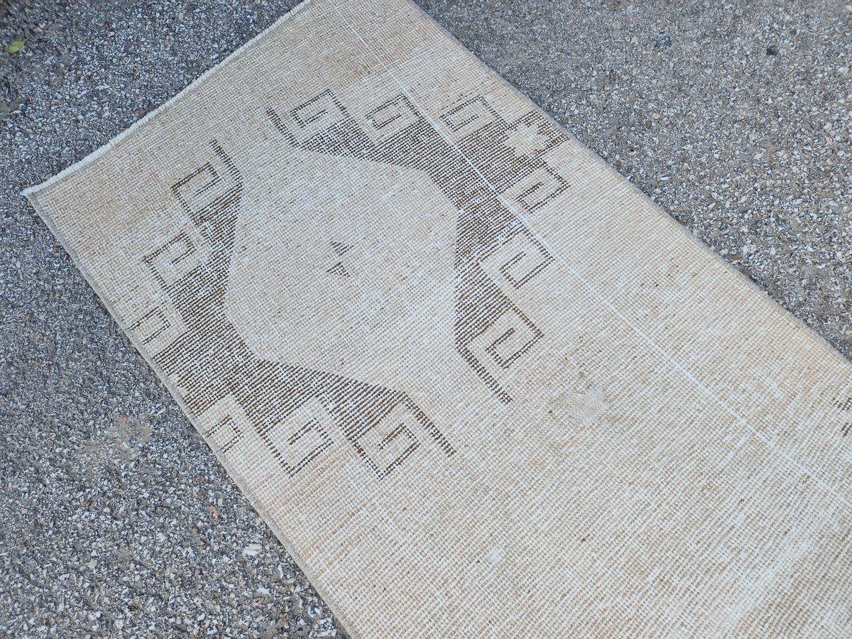 Geometric Hallway Rug 2x7: Handmade Anatolian Wool Runner