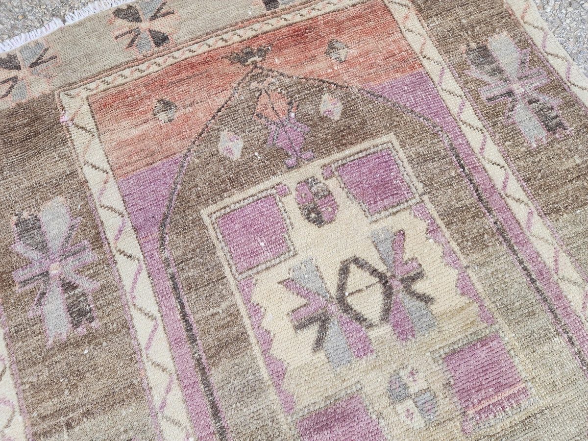 3x10 Neutral Wool Rug, Turkish Malatya Hand Knotted Runner, Kitchen Brown Carpet