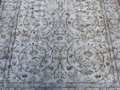 Handwoven Turkish Oushak Rug 4x7: Wool & Cotton Rustic Rug