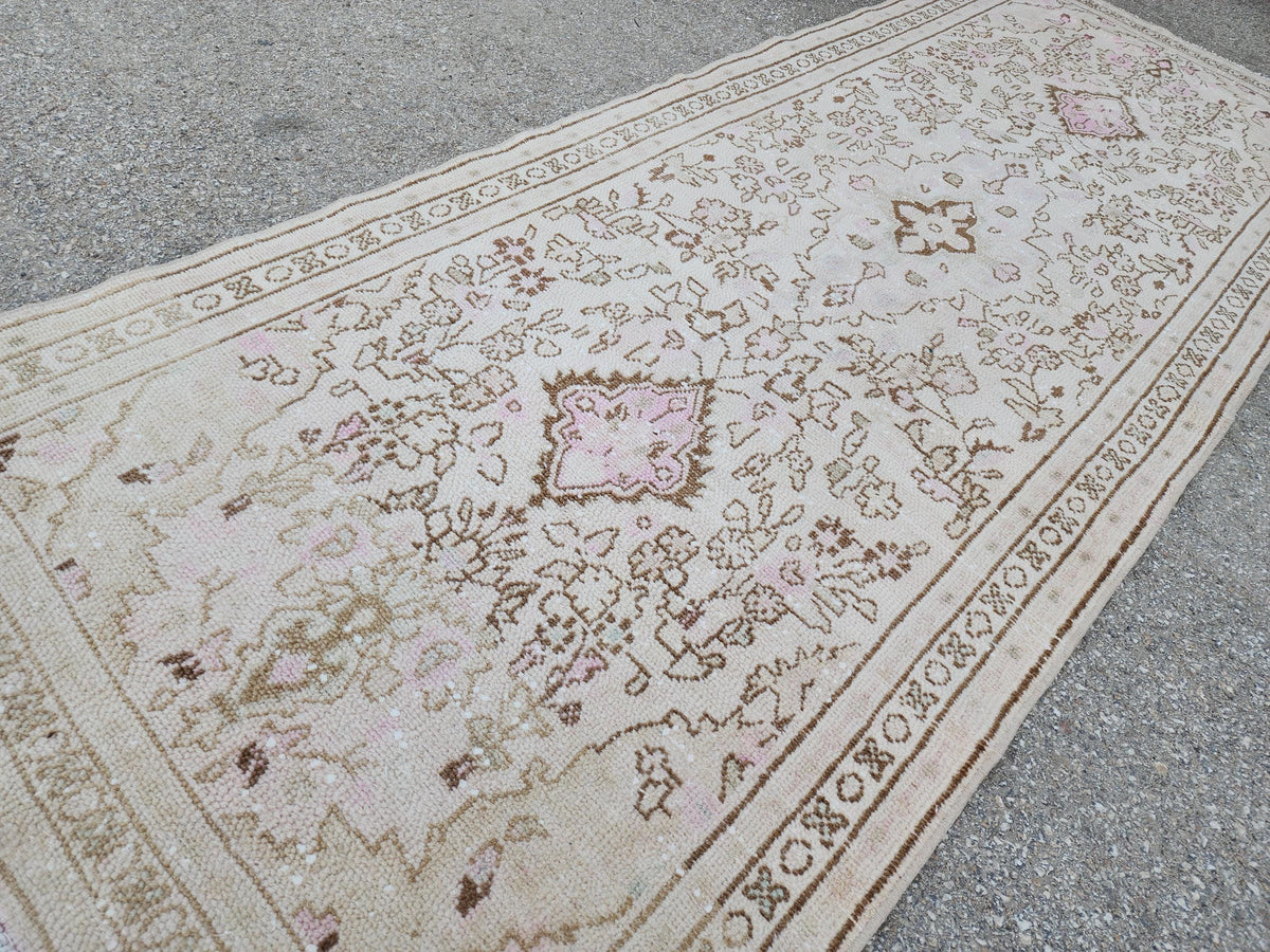 3x9 Neutral Runner Rug, Beige Hand Knotted, Boho Home Decor