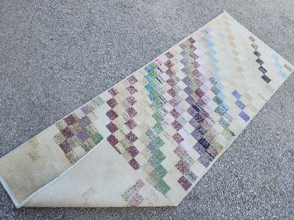 2x7 Turkish Runner Rug: Geometric Farmhouse Hallway Decor, Eco Friendly